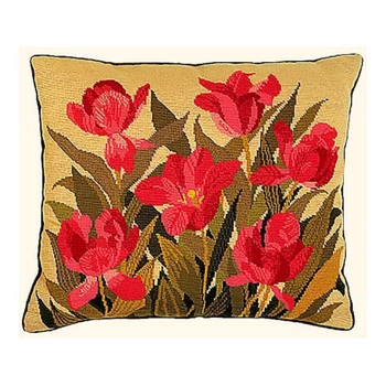Broderikit Pude Blårøde tulipaner